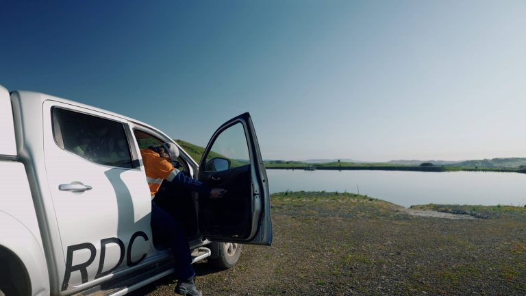 RDCL Geotechnical Engineer onsite getting out of ute